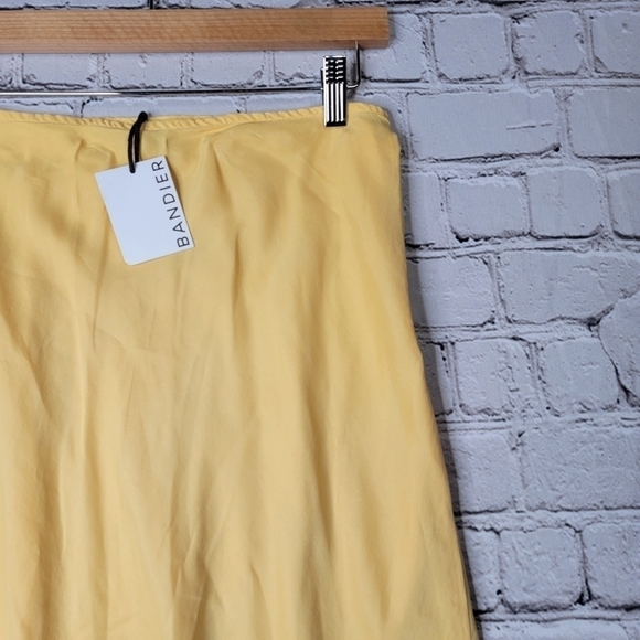 Sincerely Jules for Bandier The Laurel Bias Skirt Silk In Vintage Yellow NWT L - Picture 6 of 10